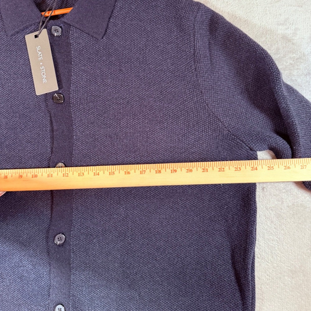 Slate & Stone Mens Dark Blue Button Up Sweater Cardigan S3SWT30551 NWT Large - Picture 6 of 7